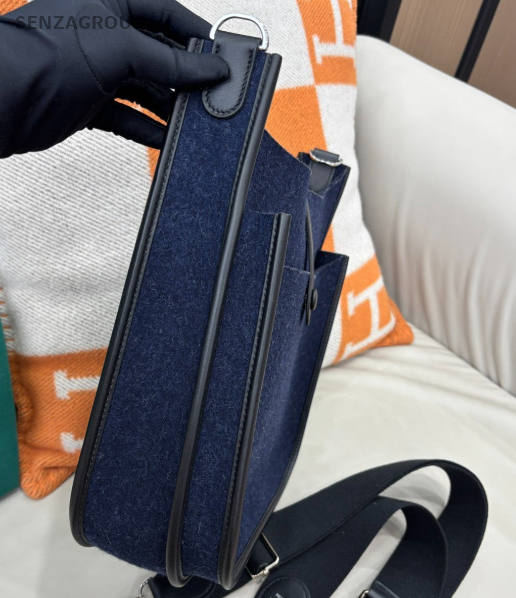 Hermes Evelyne29 Shoulder Bag Crossbody Blue Silver Women Classic