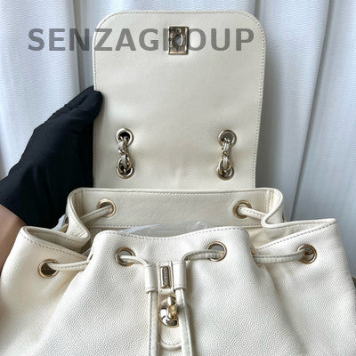 Chanel Affinity White Gold Calfskin Large Backpack Quilted Classic Fashion