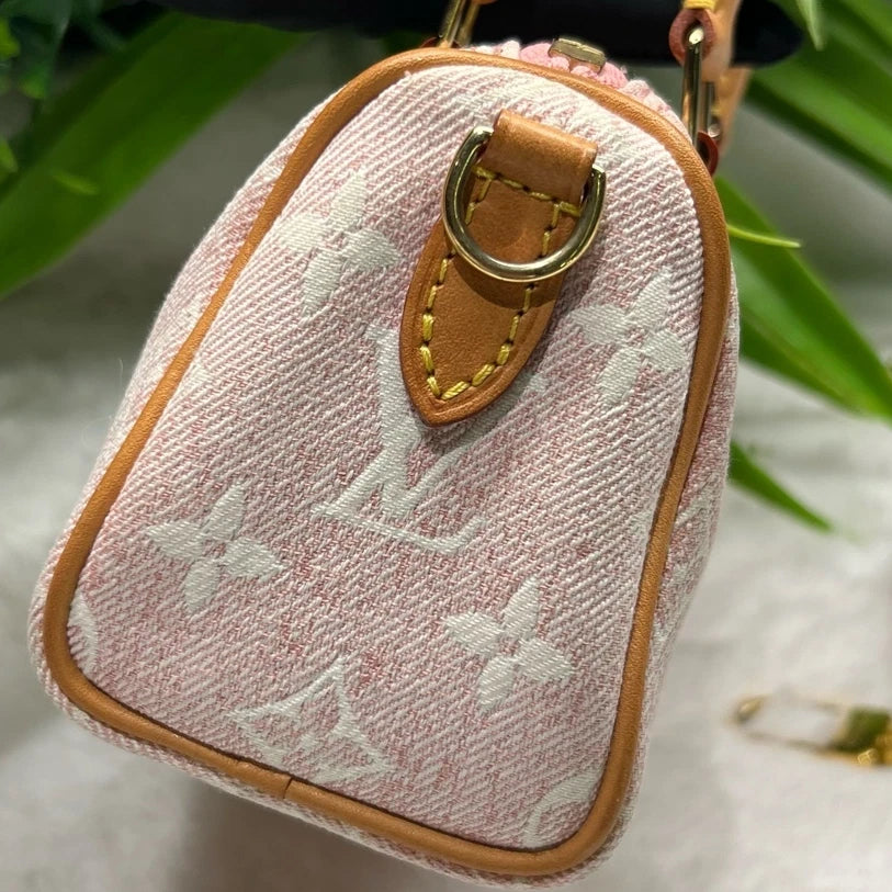 Louis Vuitton Speedy Nano Bag Pink Gold Women's Fashion Handbag Crossbody