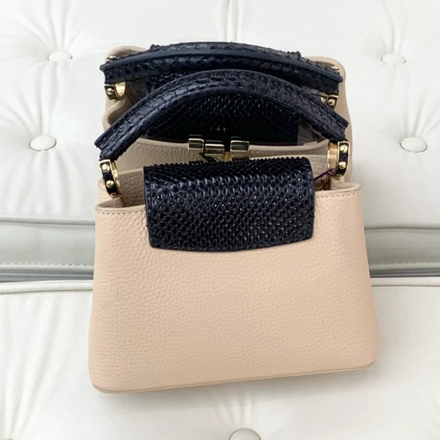 Louis Vuitton Capucines Mini Calfskin Top Handle Crossbody Bag Beige Women S
