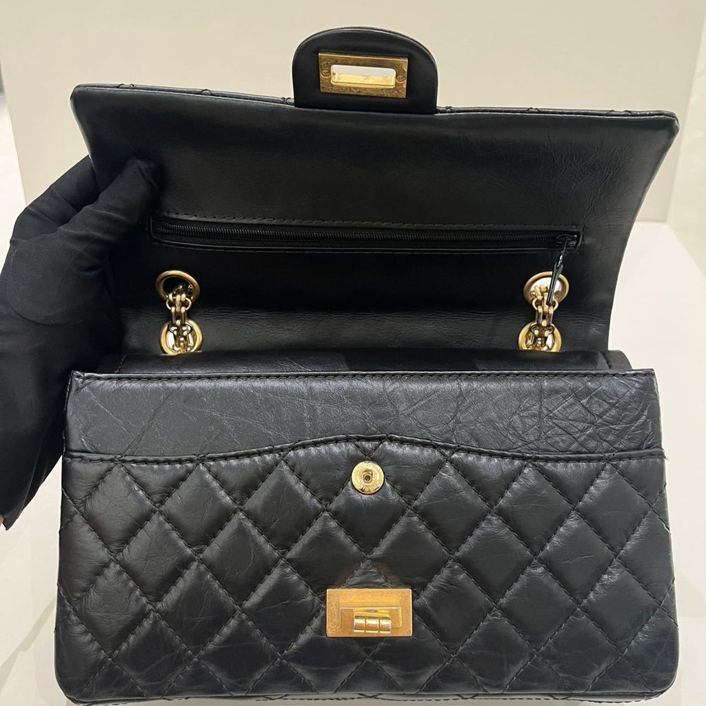 Chanel Black Gold Small Chain Shoulder Bag Quilted Classic Women