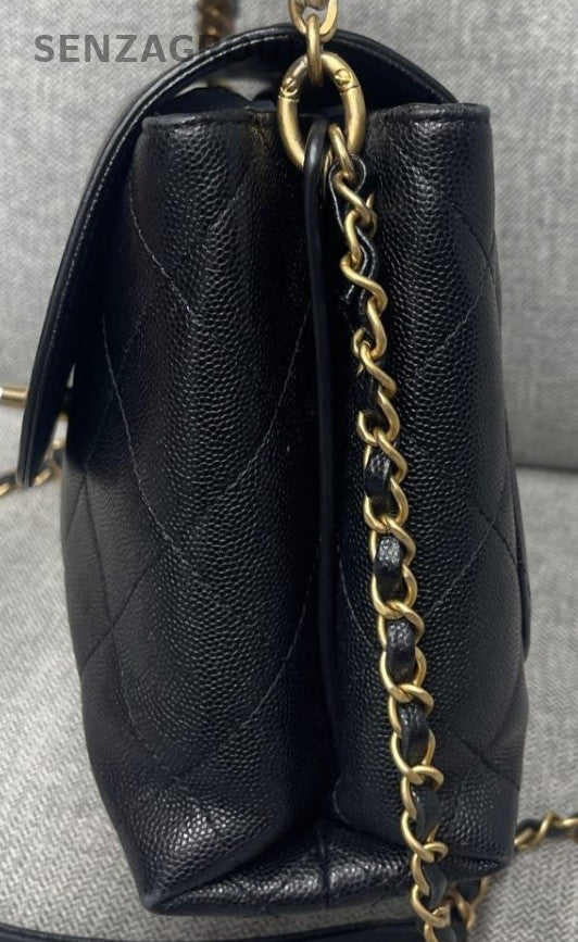 Chanel Diamond Pattern Chain Shoulder Bag Crossbody Black Gold Women Classic