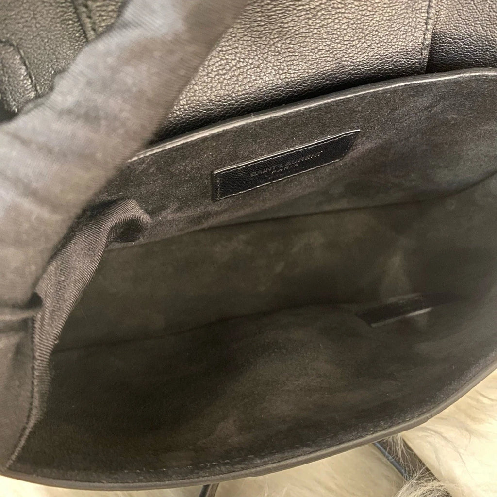 Saint Laurent Black Silver Messenger Bag, Classic Women's Handbag