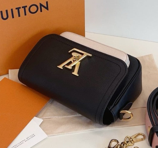 Louis Vuitton Lockme Tender Chain Shoulder Crossbody Black Gold Women Classic