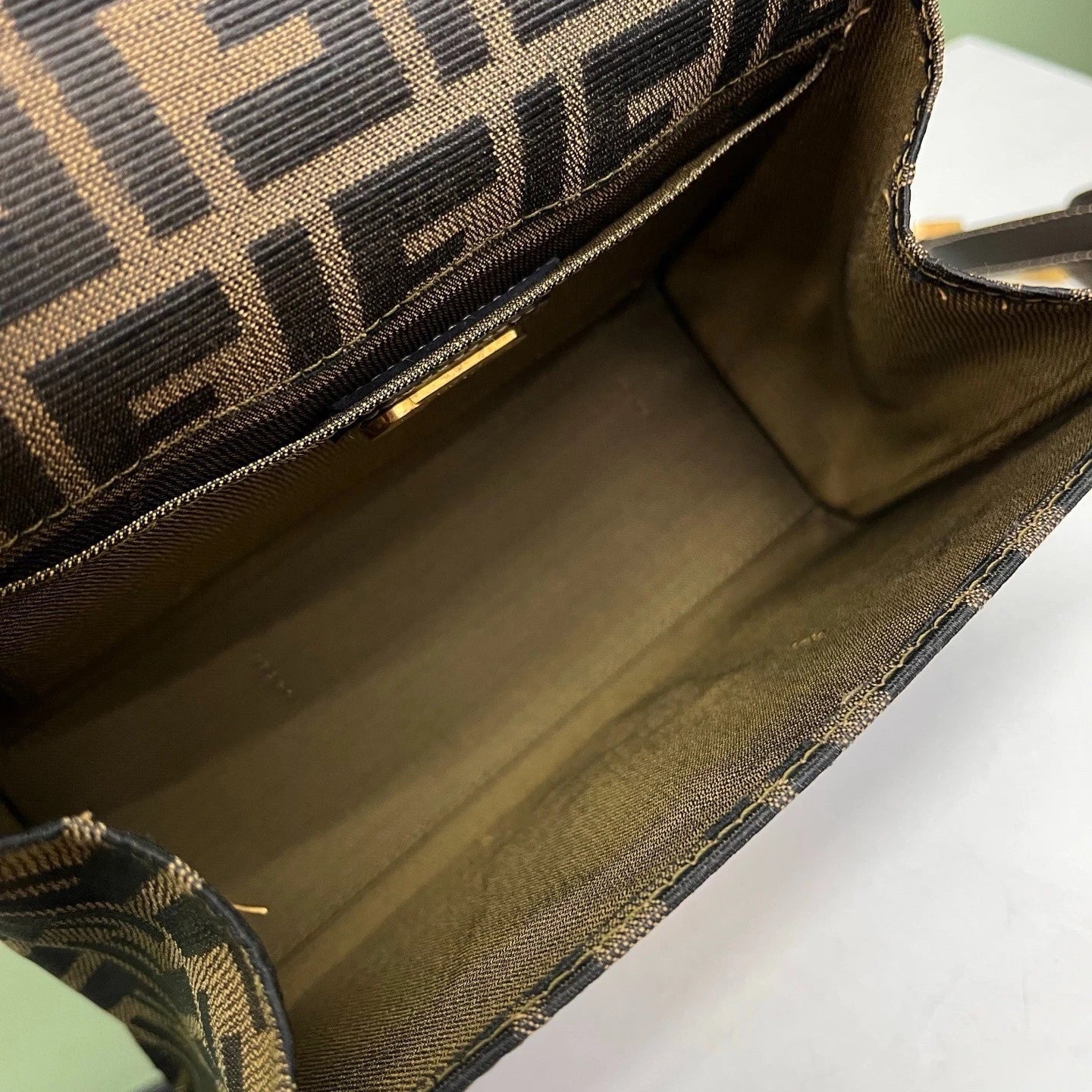 Fendi Zucca Monogram Top Handle Bag Shoulder Bag Brown Women