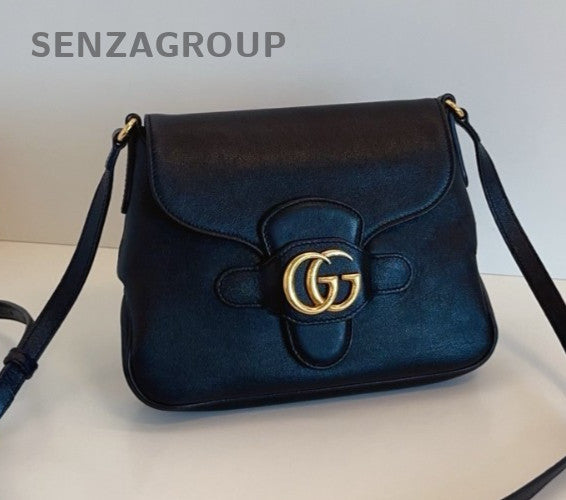 Gucci Blondie 2Way Shoulder Bag Crossbody Black Gold Women Classic Fashion