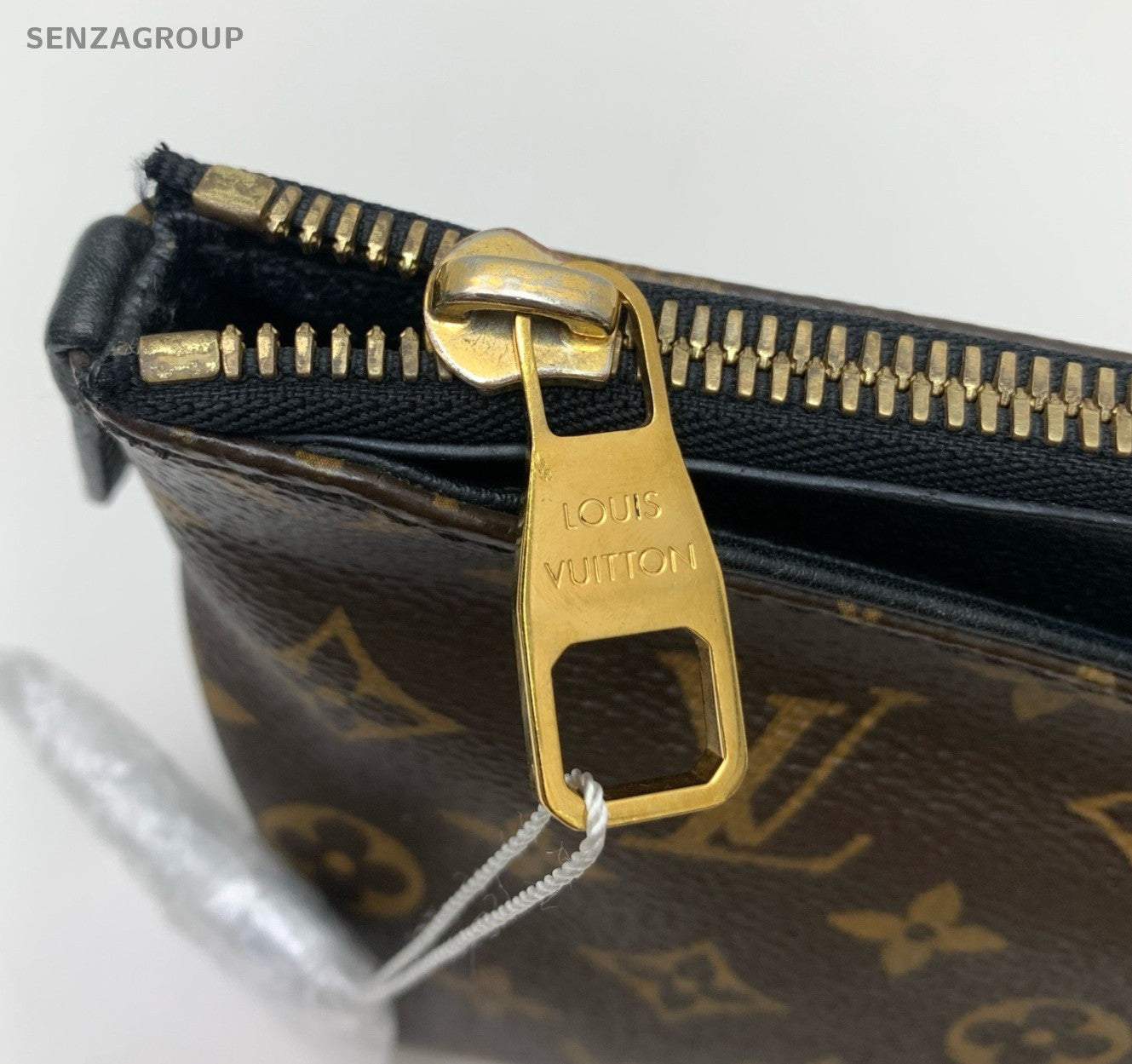 Louis Vuitton Monogram Clutch Brown Gold Unisex Adults Classic