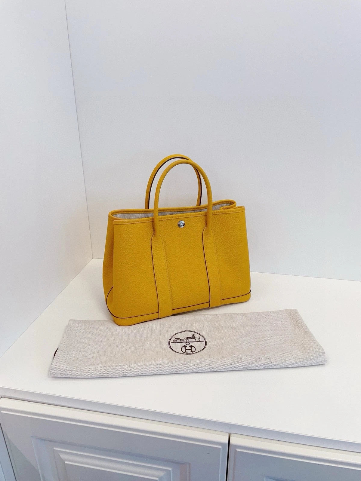 Hermes Garden Party30 Women Tote Bag Yellow Silver