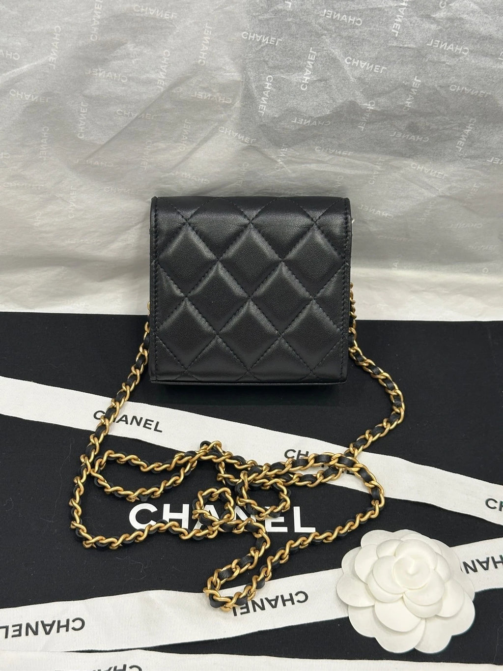 CHANEL Heart Enamel Buckle Chain Leather Mini Square Box Bag For Women