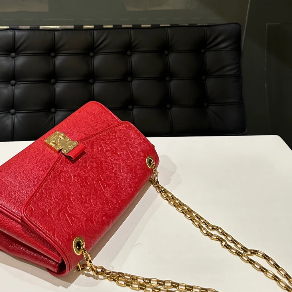 Louis Vuitton Saint Germain Red Gold Hardware Chain Shoulder Crossbody Bag