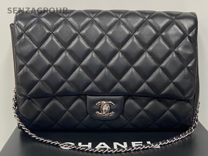 CHANEL Timeless Diamond pattern Vintage Chain Shoulder bag Black Silver Women