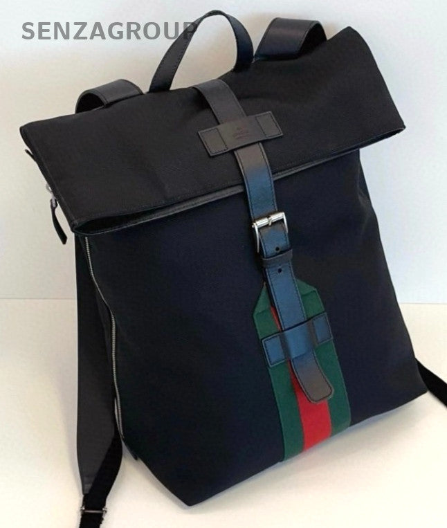 GUCCI Canvas Backpack Black Green Classic Color Shoulder bag