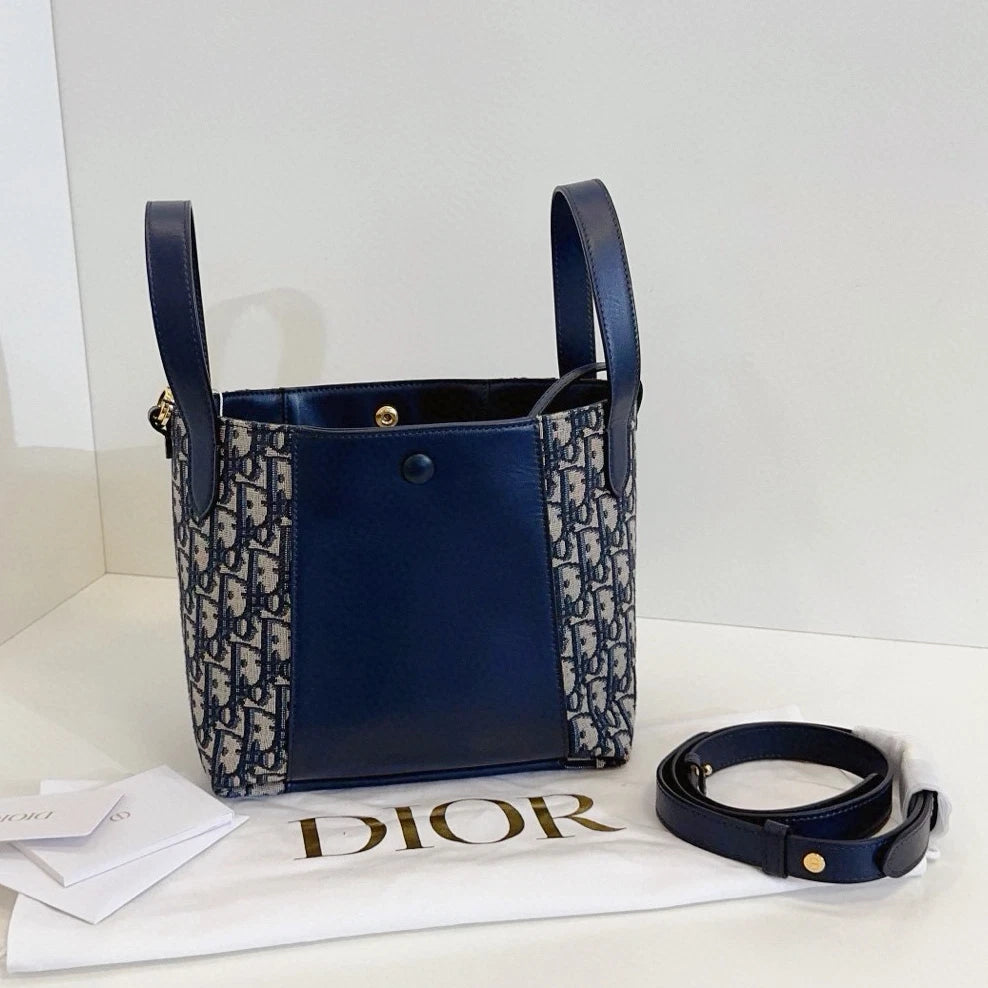 Christian Dior Signature Oblique Canvas Bucket Top Handle Crossbody Women