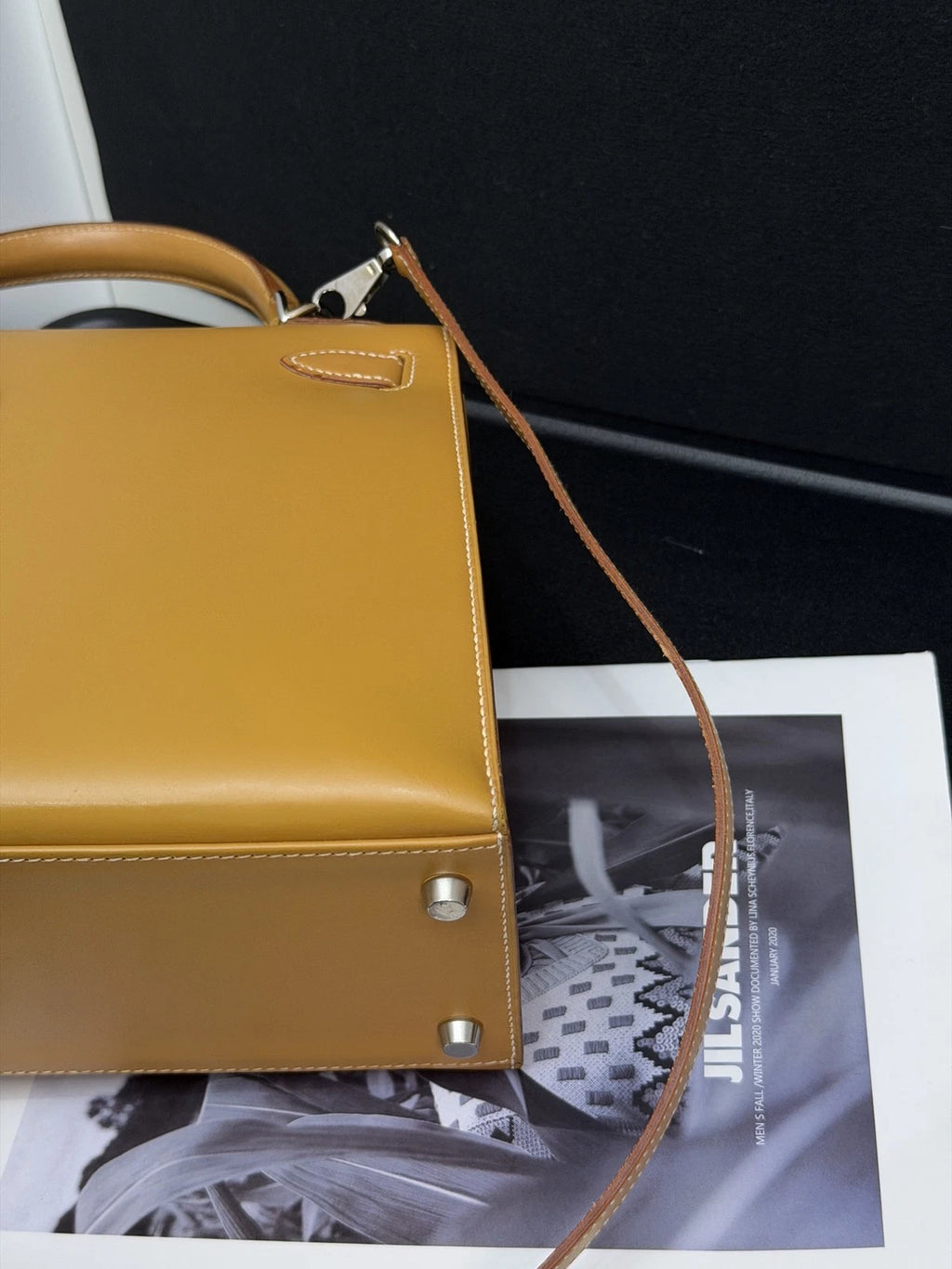 Hermes Kelly28 Top Handle Bag Crossbody Brown Used Women Classic Fashion