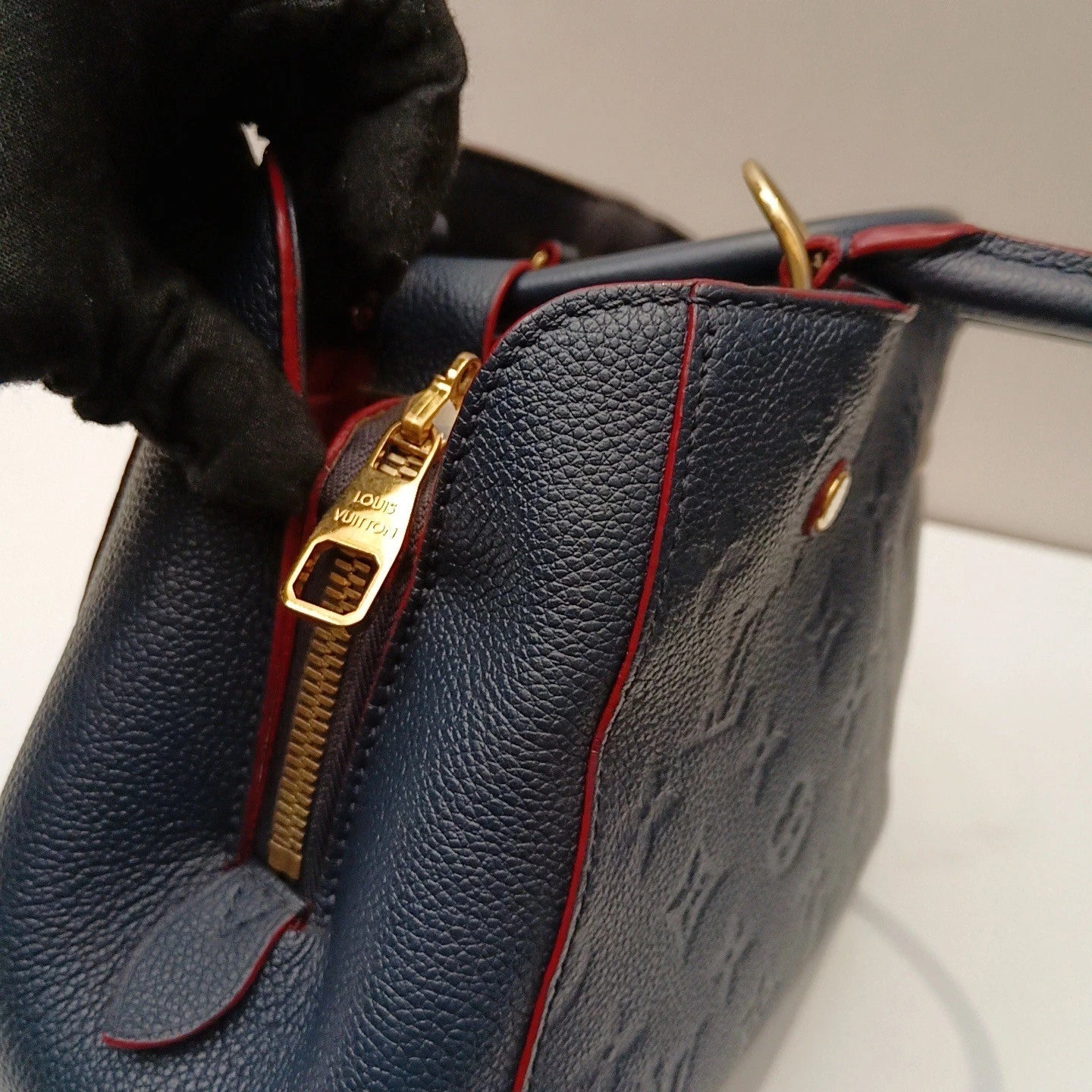 Louis Vuitton Montaigne BB Blue Crossbody Top Handle Excellent