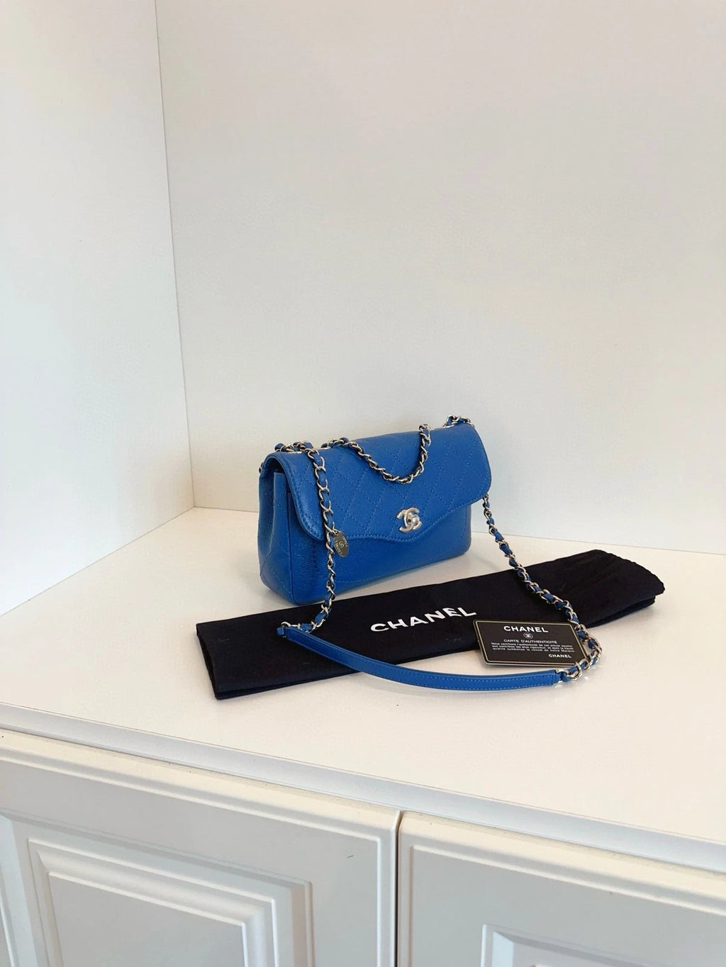 CHANEL Blue Flap Crossbody Shoulder Bag For Women