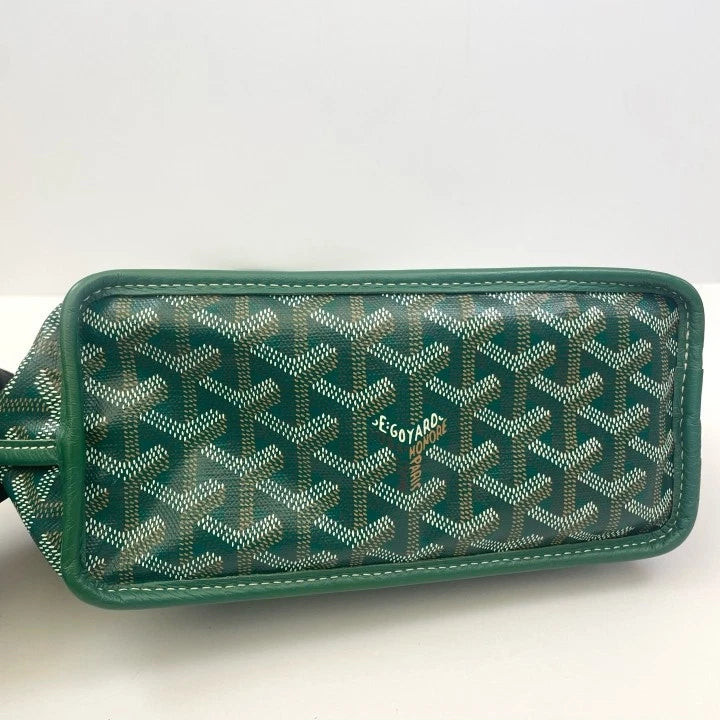 Goyard Anjou Green Mini Canvas Tote Shoulder Bag Excellent