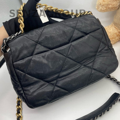 Chanel 19 Small Quilted Chain Bag Black Gold - Classic Women's Handbag