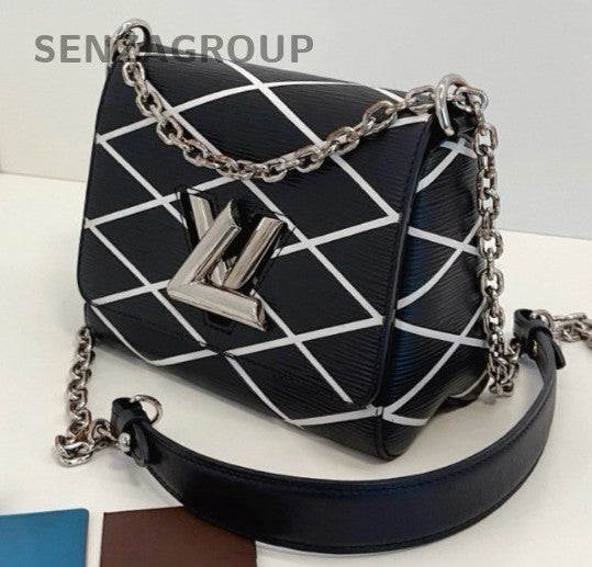 Louis Vuitton Twist PM Epi Chain Shoulder Crossbody Black Silver Women Classic