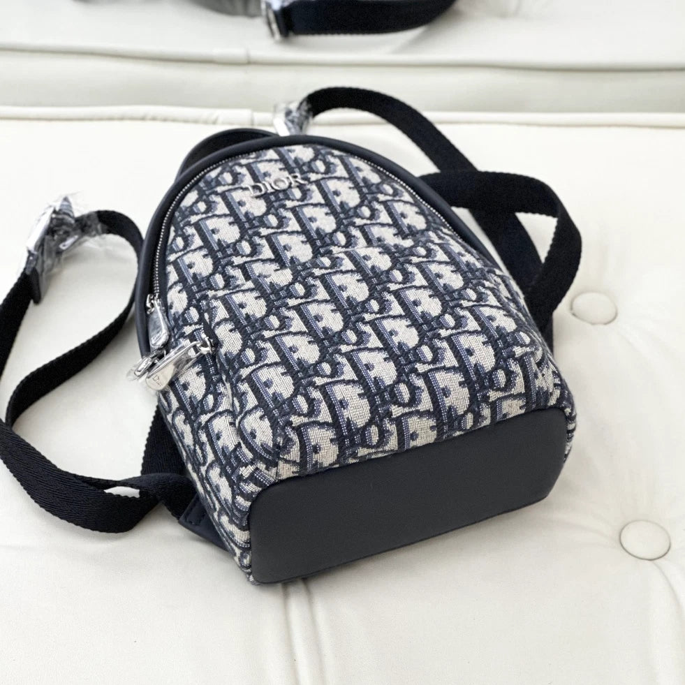 Christian Dior Oblique Mini Backpack Black Silver Hardware Women S