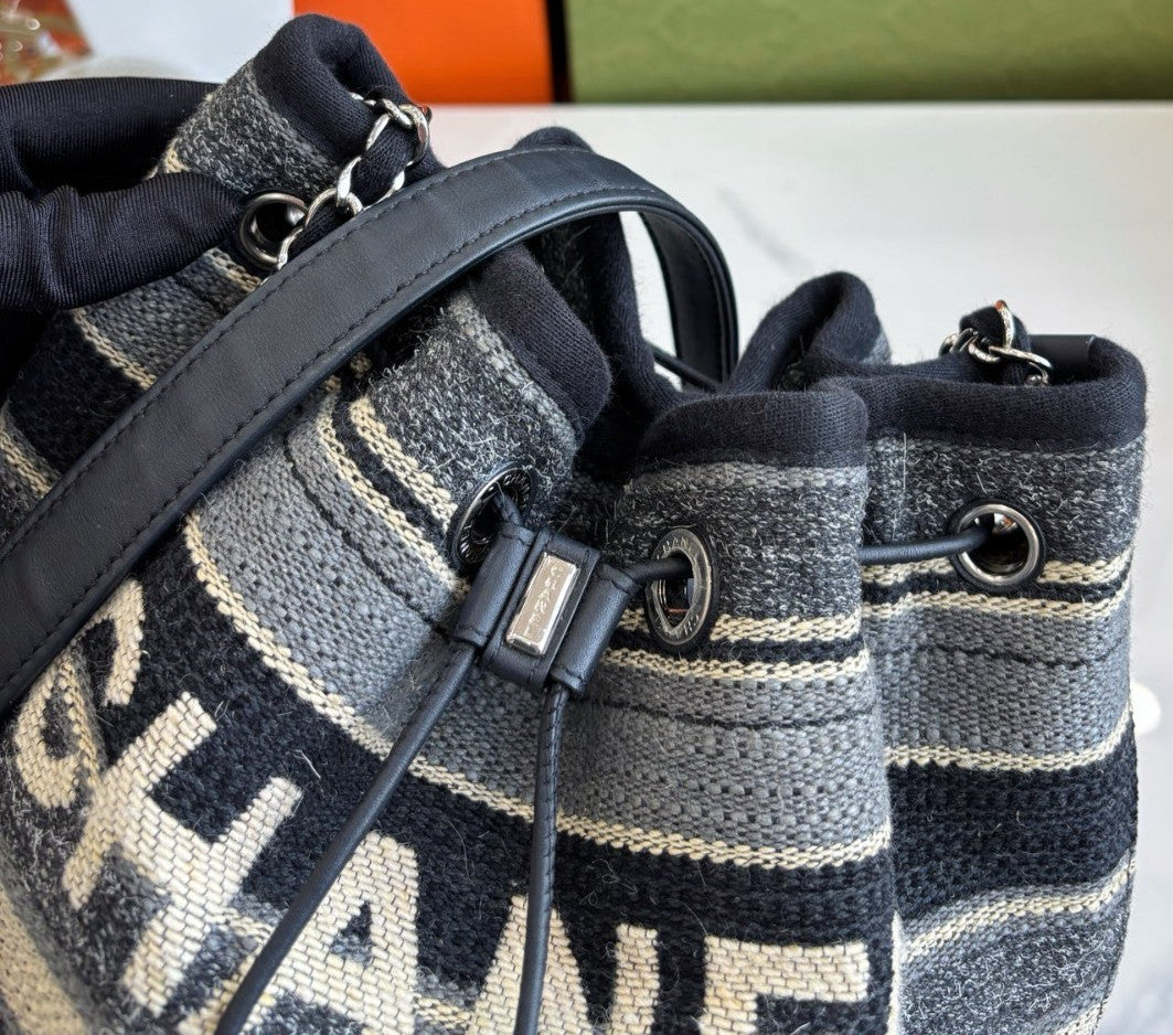 CHANEL Beach Series Drawstring Bucket Shoulder bag Canvas Women