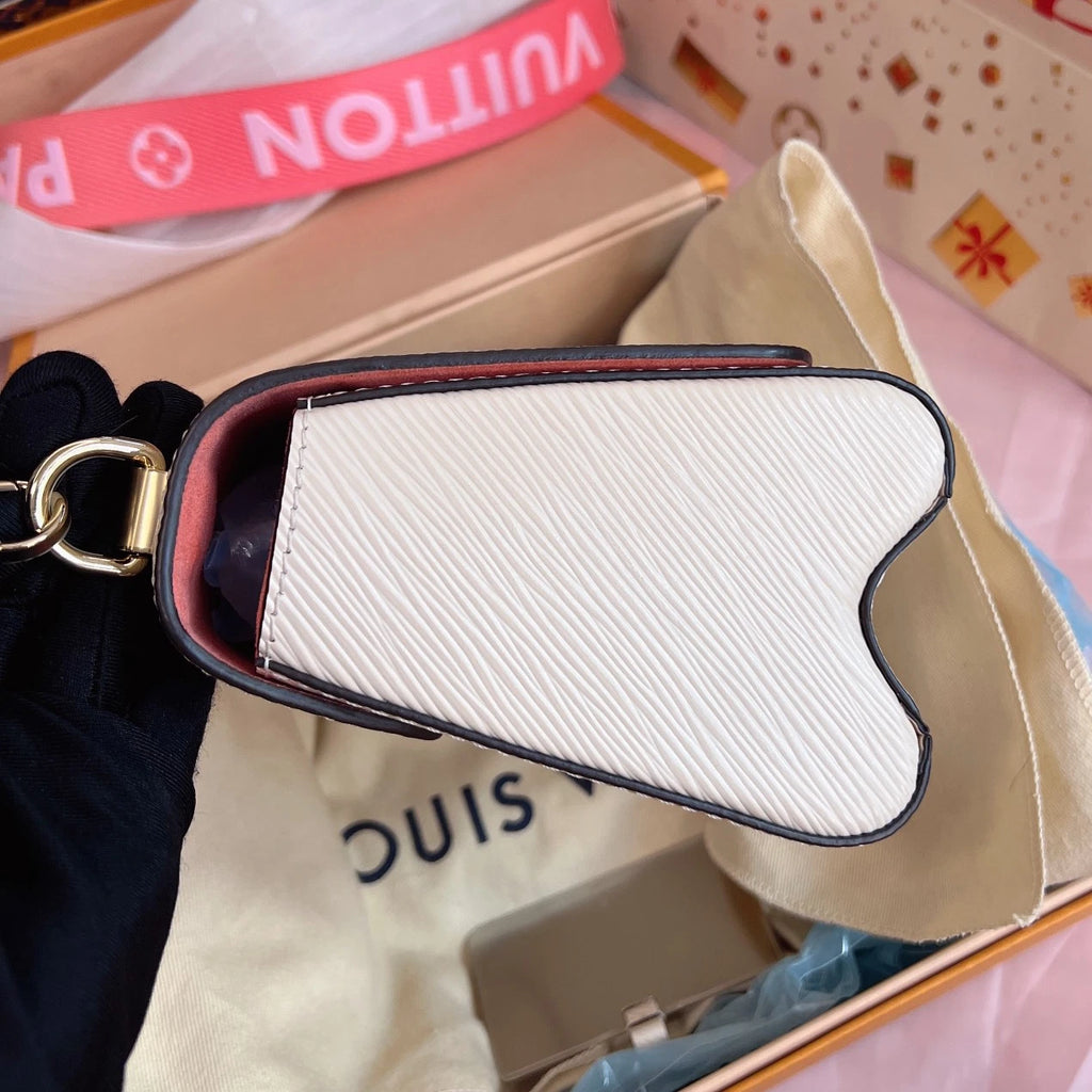 Louis Vuitton Twist PM Top Handle Crossbody White Gold Women Classic