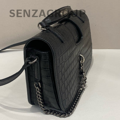 Saint Laurent Black Silver Hardware Messenger Crossbody Bag - Classic & Chic