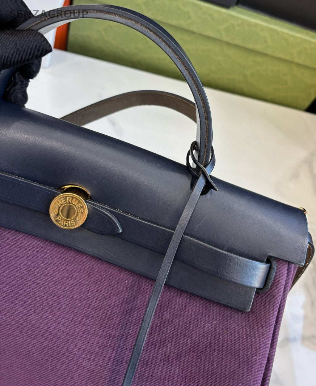 Hermes Herbag31 Purple Black  Top handle Shoulder bag