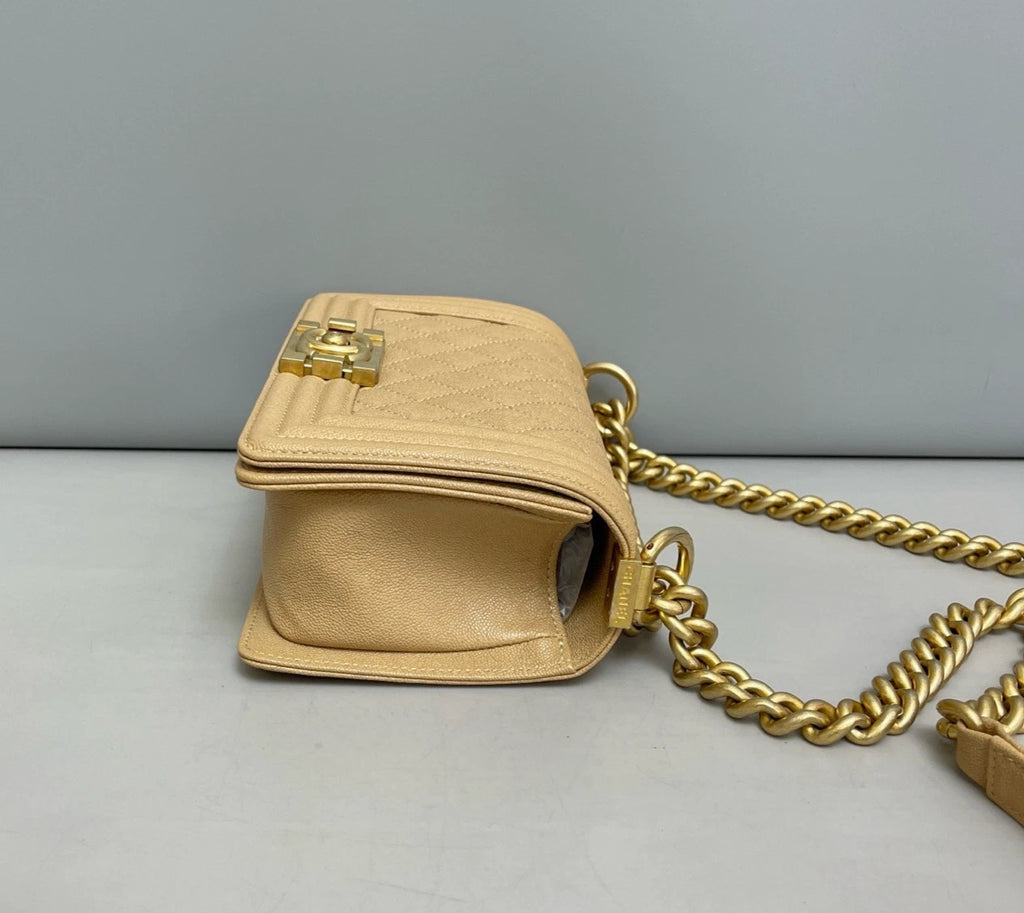 Chanel Leboy PM Calfskin Shoulder Bag Crossbody Bag Beige Women