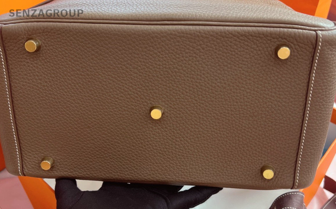 Hermes Lindy30 Handbag Shoulder Bag Gray Gold Used Women Classic Designer
