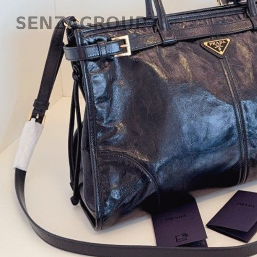 Prada Bonnie Soft Lux GM 2Way Handbag Shoulder Bag Black Unisex Adults Classic