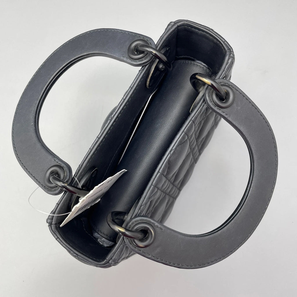 Dior Lady Dior Leather Black Top Handle Excellent