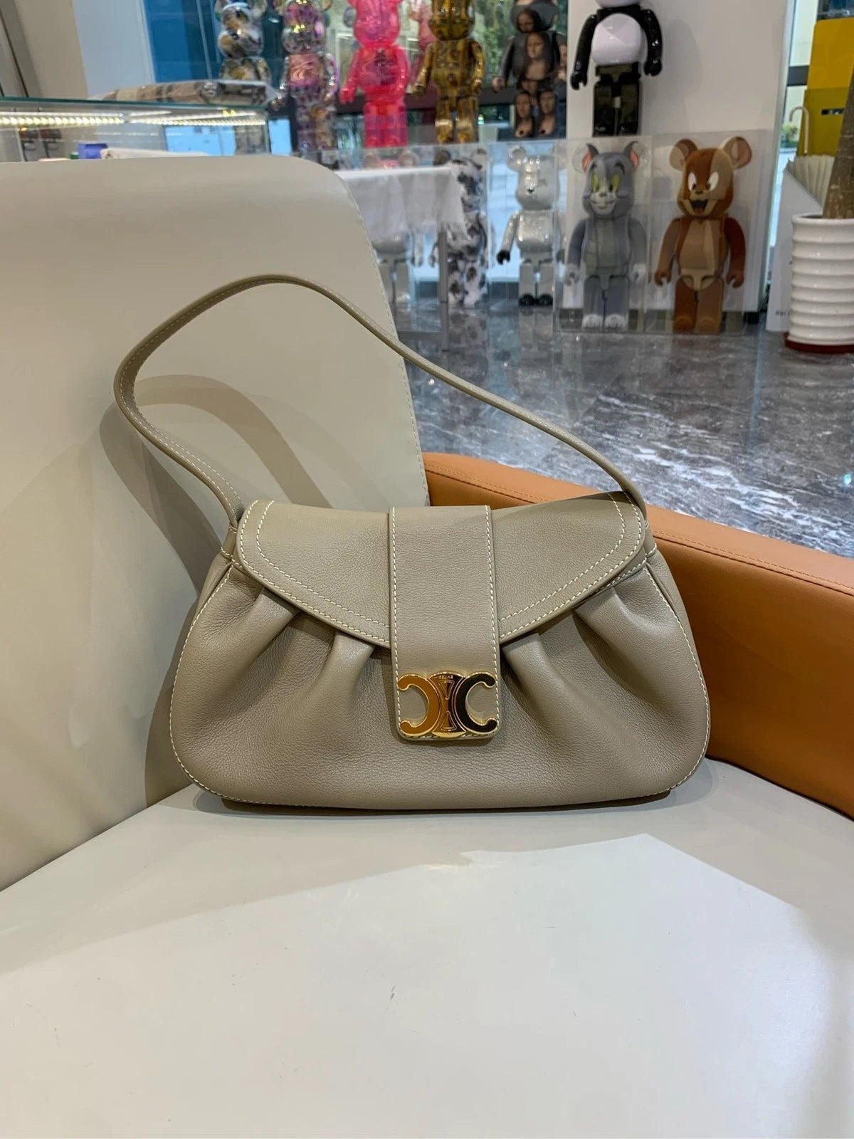 CELINE POLLY Beige Shoulder Handbag For Women