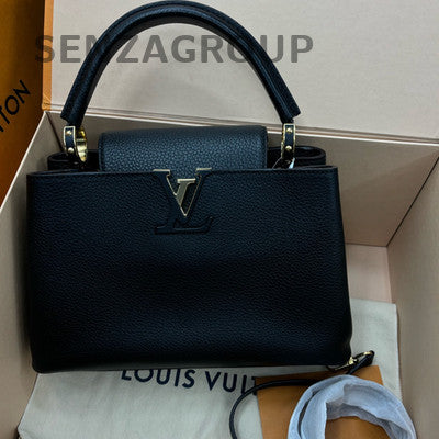 Louis Vuitton Capucines Taurillon Mini Black Gold Handbag Women