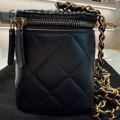 Chanel Quilted Gold Chain Shoulder Crossbody Bag Black Women Classic