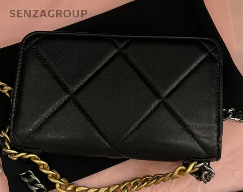 Chanel WOC Lambskin Mini Chain Shoulder Bag Crossbody Black Gold Women Classic