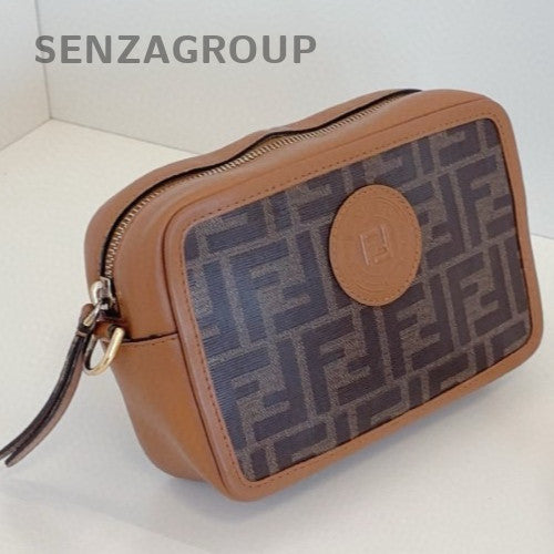 Fendi Camera Case 2Way Shoulder Bag Crossbody Brown Gold Women Classic