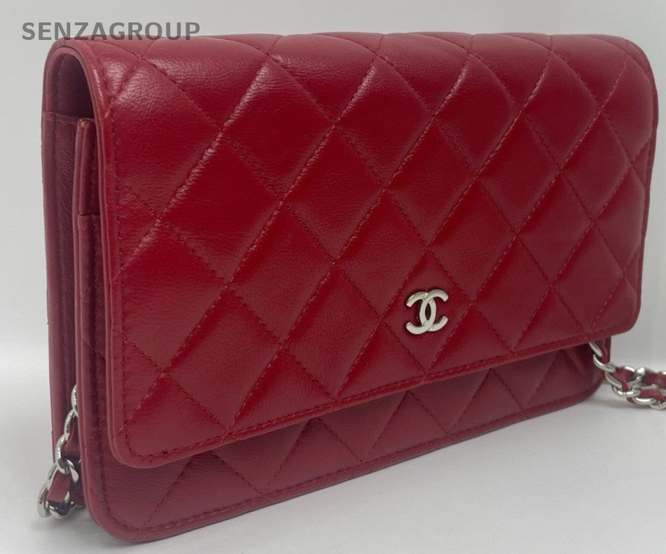 Chanel woc Diamond Shoulder Crossbody Bag Red Women
