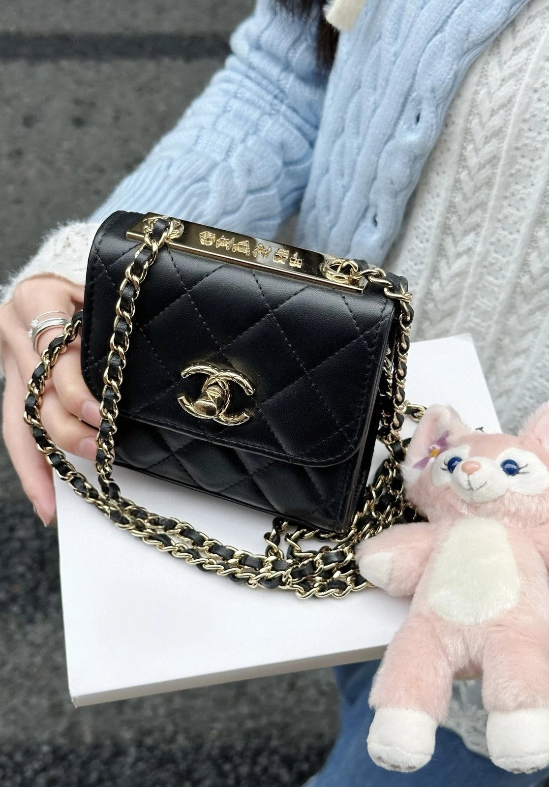 CHANEL Trendy CC WOC Mini Embossed Button Lambskin Bag For Women