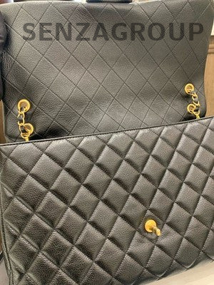 Chanel Classic Flap Black Gold Large Quilted Chain Shoulder Bag