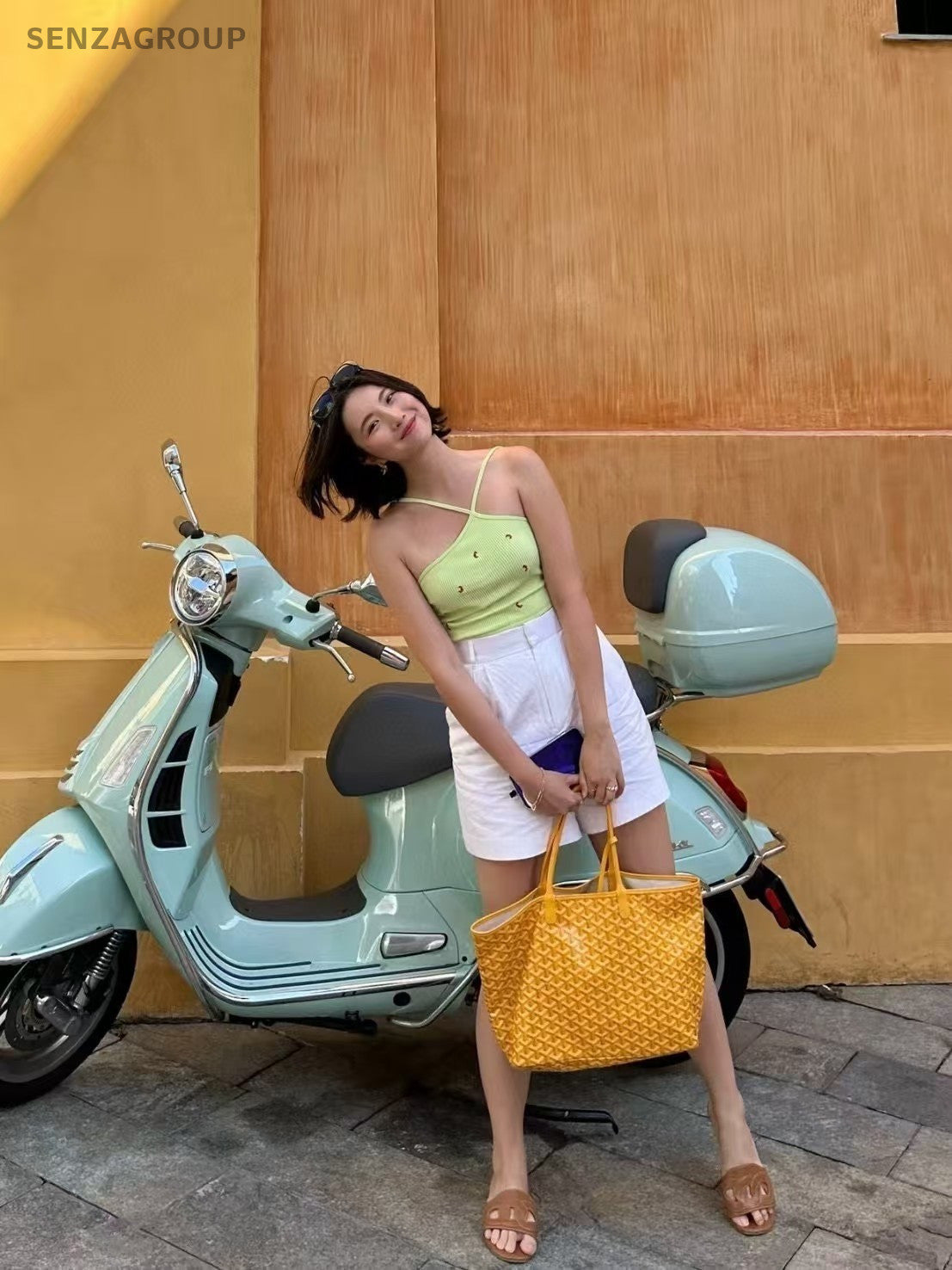 Goyard SaintLouis MM Tote With Pouch Goyardine Yellow Women Almost Brand New