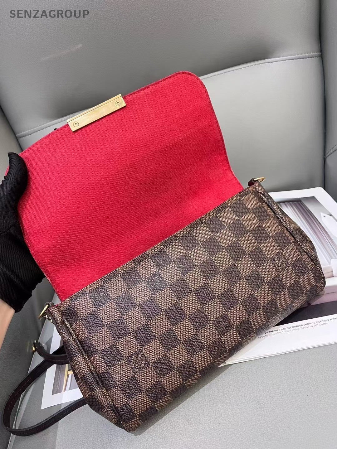 Louis Vuitton Favourite MM Damier Ebene Chain Shoulder bag Crossbody Women