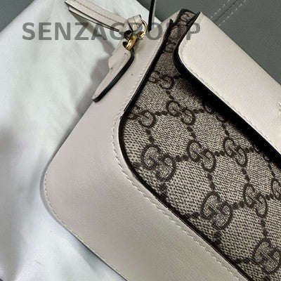 Gucci Horsebit 1955 Shoulder Bag White Gold Classic Women Crossbody