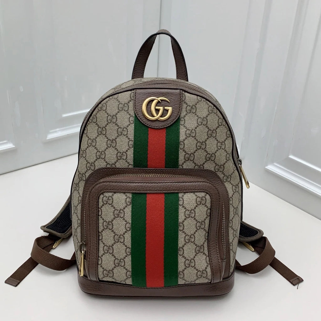 Gucci Ophidia Backpack Brown Beige Gold Unisex Adults Classic