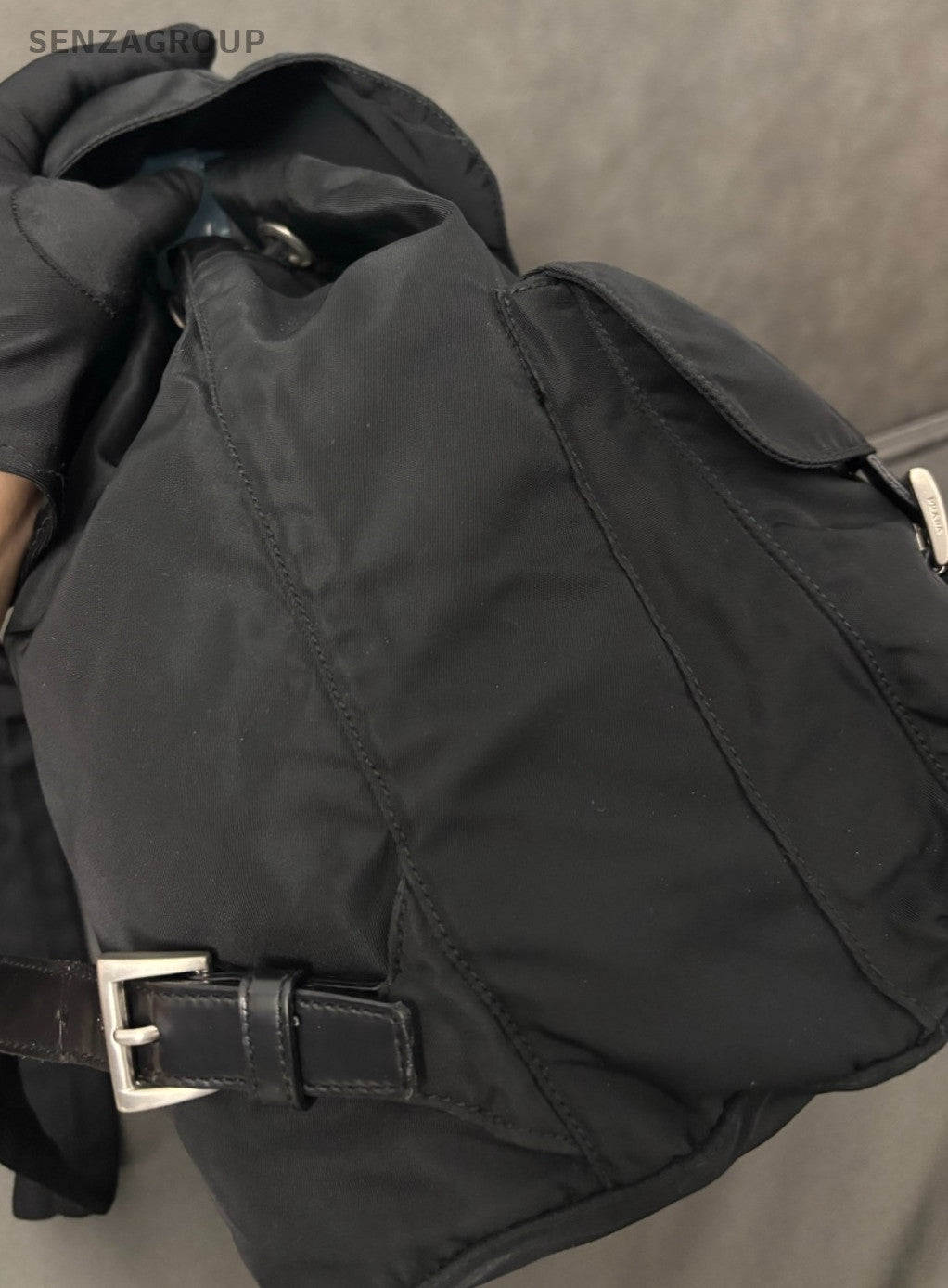 Prada GM Backpack Black Silver Unisex Adults Classic