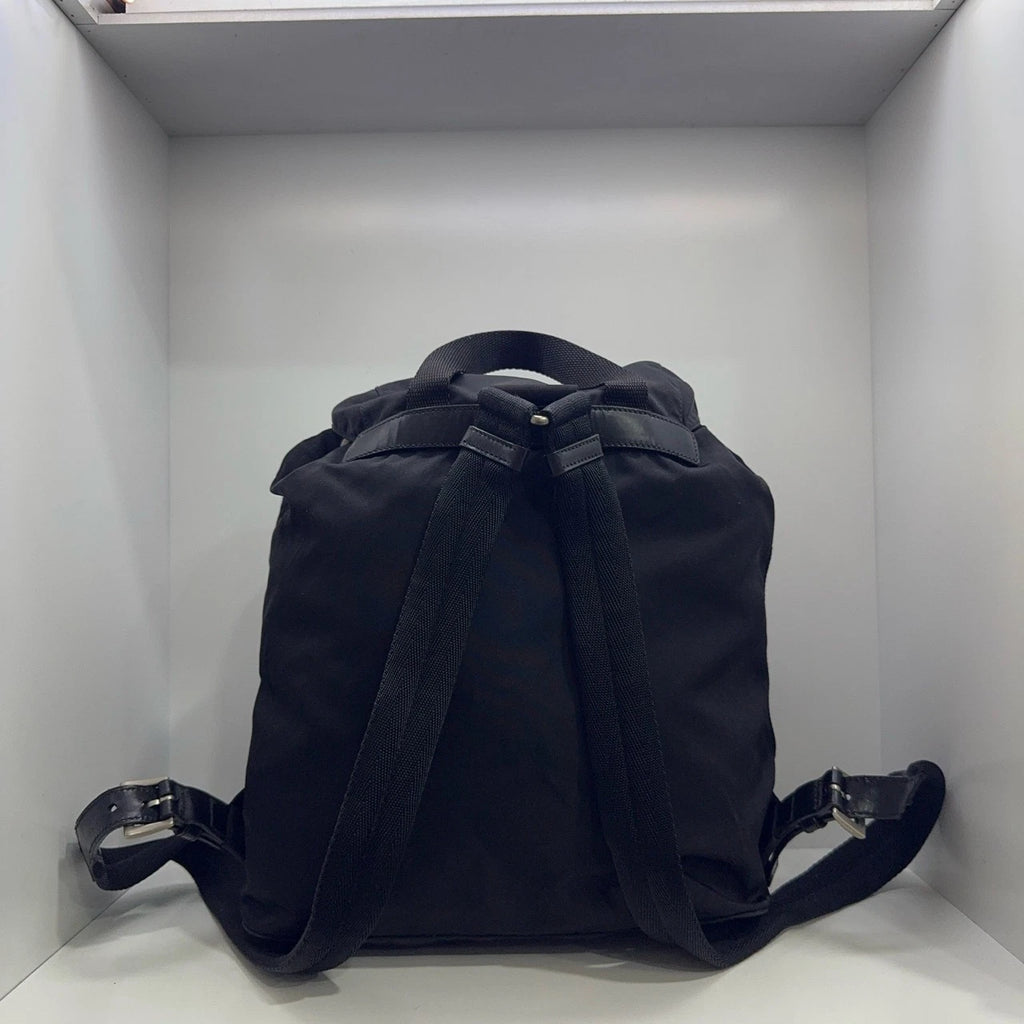 PRADA Black Nylon Parachute Backpack Handbag For Women