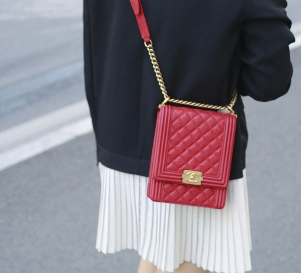 CHANEL 26 Vertical LeBoy Red Shoulder Bag For Women