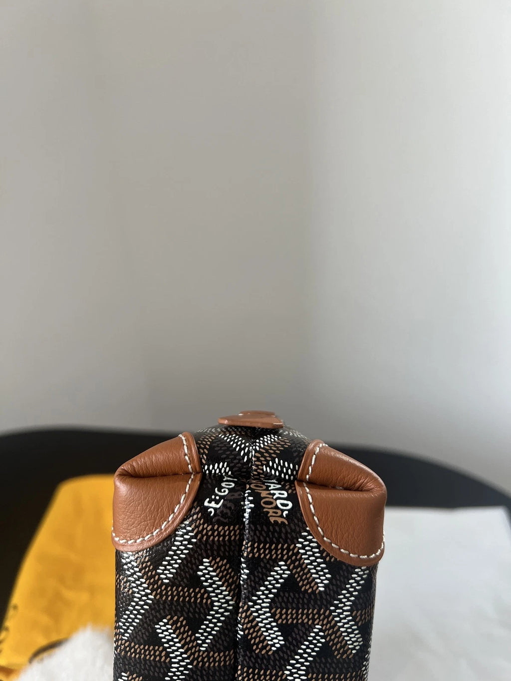 Goyard Shell Pouch Monogram Brown Canvas Leather Women Classic
