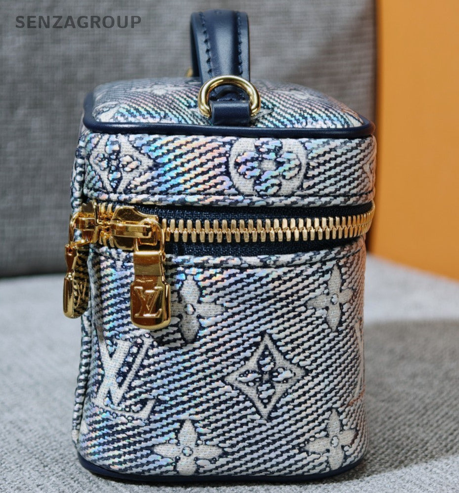 Louis Vuitton Vanity Mini Chain Shoulder Bag Blue Gold Used Women Classic