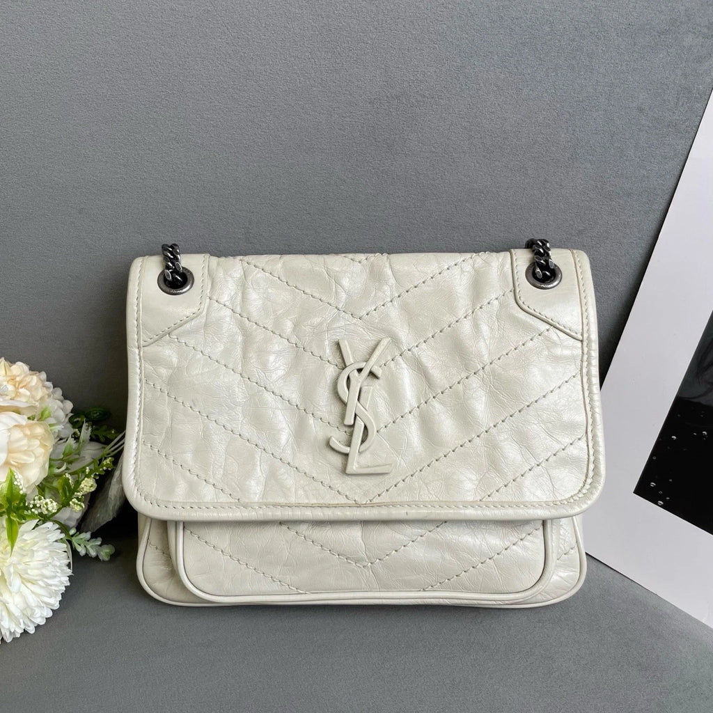 Saint Laurent Niki Leather Beige Shoulder Bag Crossbody Excellent